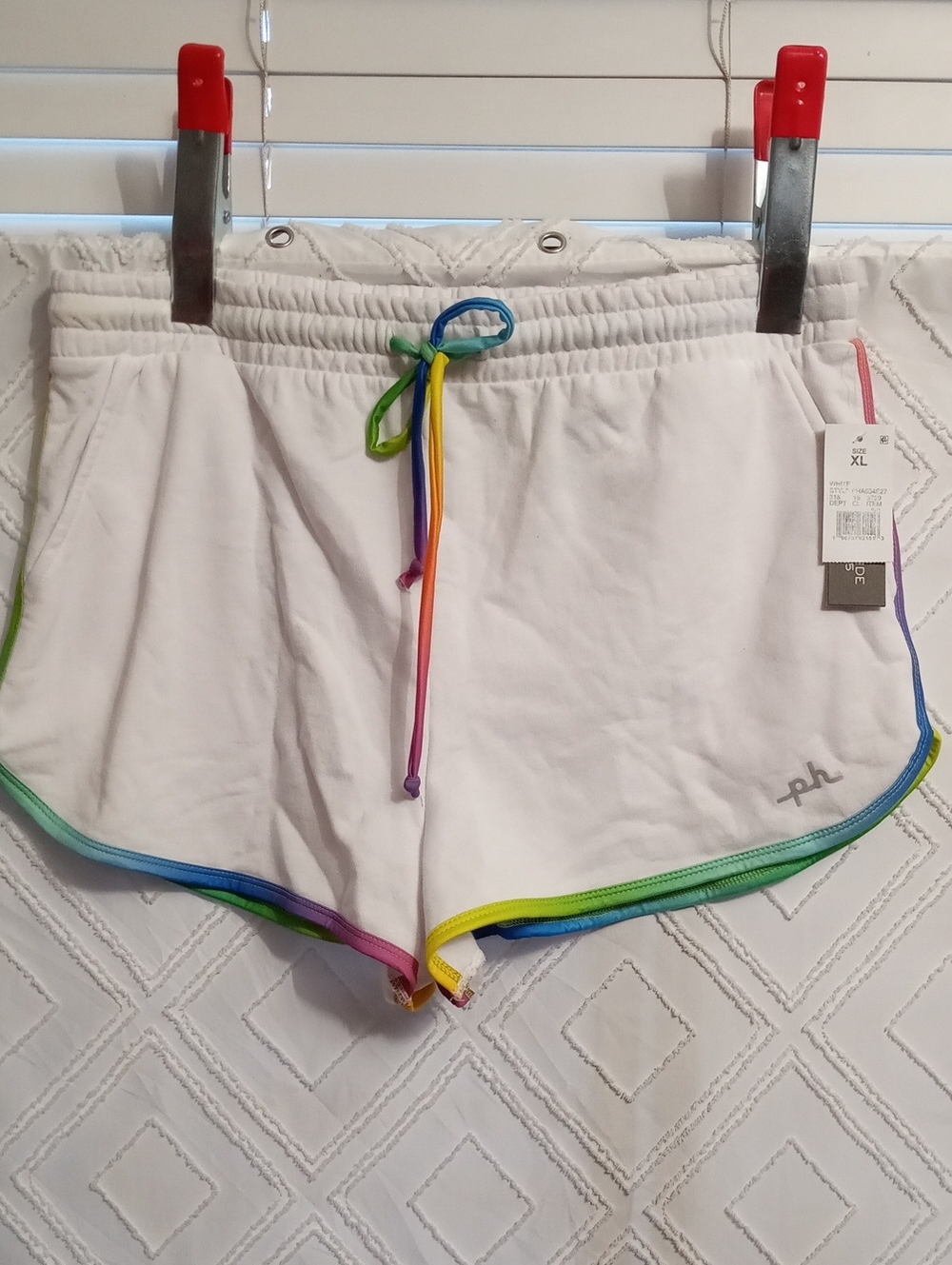 ❤️$5.00 The Phluid Project White Athletic Shorts with Rainbow Trim